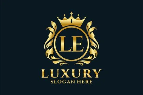 Initial LE Letter Royal Luxury Logo template in vector art for luxurious br.. Stock Illustration