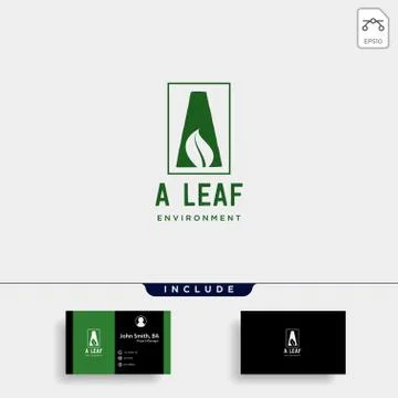 A initial leaf eco nature environment simple logo template vector illustratio Stock Illustration