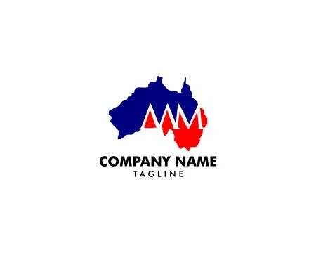 Initial Letter AAM with Australia Map Logo Design Concept Stock Illustration