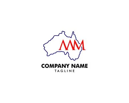 Initial Letter AAM with Australia Map Logo Design Concept Stock Illustration