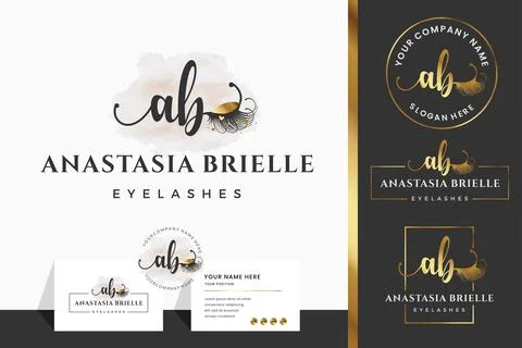 Initial letter AB A lash Eyebrow Lashes eyelash extension logo design collect Stock Illustration