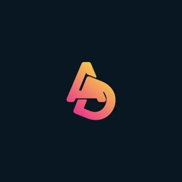 Initial letter AD logo design vector, dark background Stock Illustration