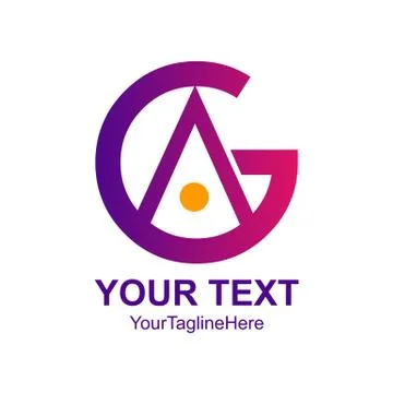 Initial letter AG or GAlogo design template element colored purple yellow cir Stock Illustration