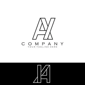 Initial letter AH line simple logo design vector Stock Illustration