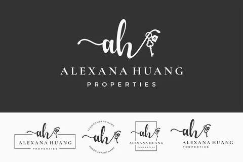 Initial letter AH A logo real estate. Home, house, realtor, property, buildin Stock Illustration