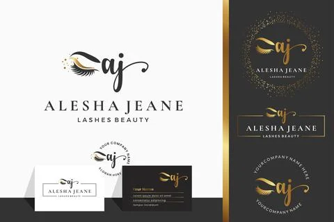 Initial letter A AJ lash, Eyebrow, Lashes, eyelash extension logo design coll Stock Illustration