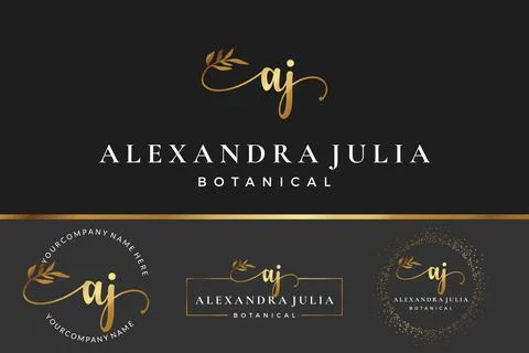 Initial letter AJ A logo flower, leaf and beauty. Floral and botanical design Stock Illustration