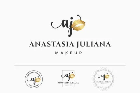 Initial letter AJ A logo for lip, kiss, lipstick, makeup vector design collec Stock Illustration