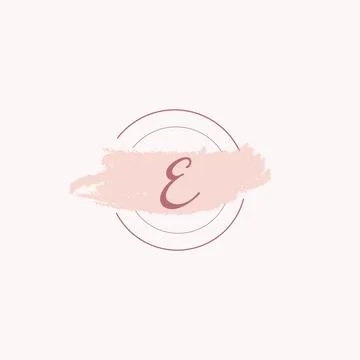 Initial letter alphabet E watercolor logo icon, Feminine signature luxury log Stock Illustration