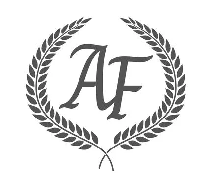 Initial letter A and F, AF monogram logo design with laurel wreath. Luxury .. 库存插图