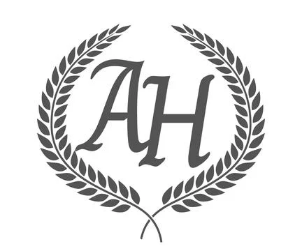 Initial letter A and H, AH monogram logo design with laurel wreath. Luxury .. Stock Illustration