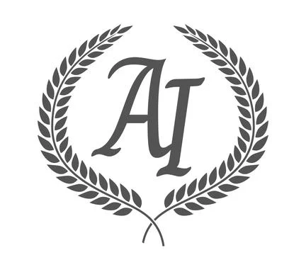 Initial letter A and I, AI monogram logo design with laurel wreath. Luxury .. Stock Illustration