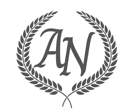 Initial letter A and N, AN monogram logo design with laurel wreath. Luxury .. Stock Illustration