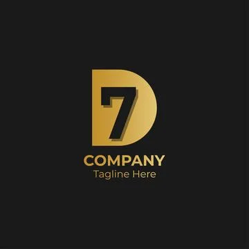 Initial letter and number logo D and 7 Stock Illustration