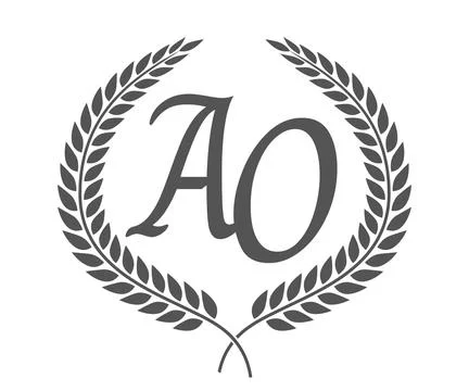 Initial letter A and O, AO monogram logo design with laurel wreath. Luxury .. Stock Illustration