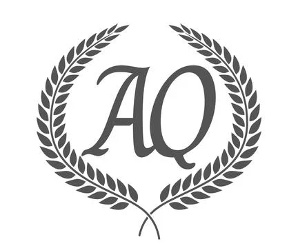 Initial letter A and Q, AQ monogram logo design with laurel wreath. Luxury .. Stock Illustration