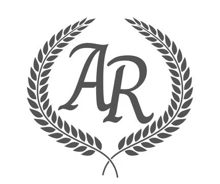Initial letter A and R, AR monogram logo design with laurel wreath. Luxury .. Stock Illustration