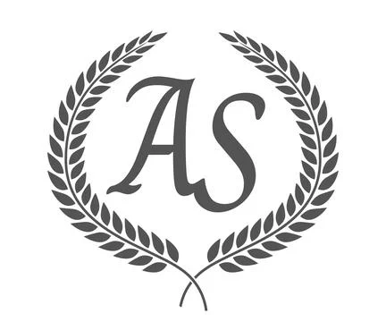 Initial letter A and S, AS monogram logo design with laurel wreath. Luxury .. Stock Illustration