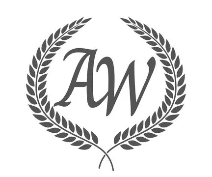 Initial letter A and W, AW monogram logo design with laurel wreath. Luxury .. Stock Illustration