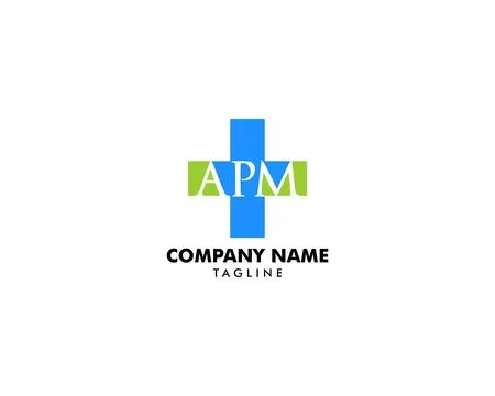 Initial Letter APM Cross Plus Logo, Medical Healthcare Hospital Logotype Ilustração Stock