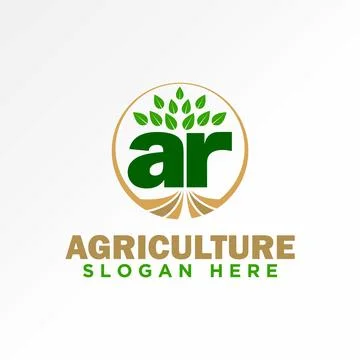 Initial letter AR font leaves nature farm agriculture typography monogram Illustrazione stock