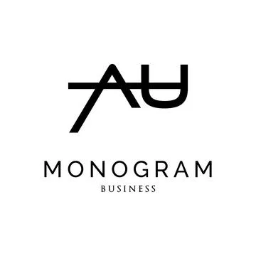 Initial Letter AU Monogram Logo Design Template Stock Illustration