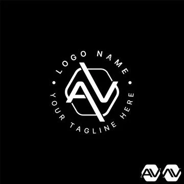 Initial letter AV font flip mirror hexagon monogram typography branding Stock Illustration