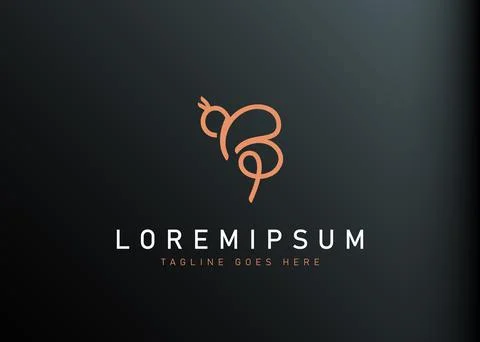 Initial letter B bee logo design. Vector illustration of honey bee linear log Stock Illustration