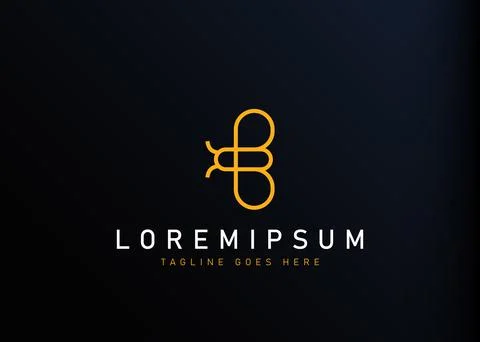 Initial letter B bee logo design. Vector illustration of abstract simple bee  스톡 일러스트