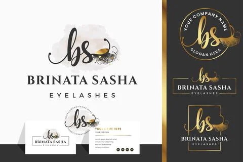 Initial letter B BS lash, Eyebrow, Lashes, eyelash extension logo design coll Stock Illustration
