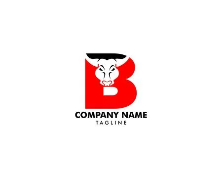 Initial Letter B with Bulls Design Logo Vector Graphic Branding Letter Elemen Stock Illustration