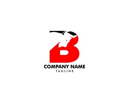 Initial Letter B with Bulls Design Logo Vector Graphic Branding Letter Elemen Stock Illustration