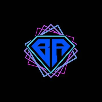 Initial letter B A with diamond design and square ornament as decoration Stock Illustration