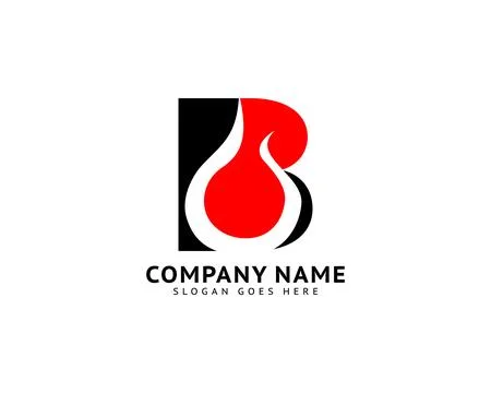 Initial Letter B Fire Logo Design Stock Illustration
