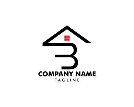 Initial Letter B with House Logo Stock Illustration