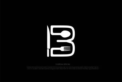Initial Letter B with Knife Spoon Fork for Breakfast Logo Design Vector Stock Illustration