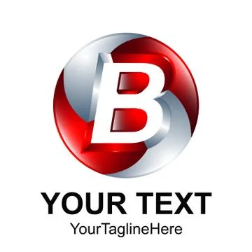 Initial letter B logo design template element colored silver red 3d circle sp Stock Illustration