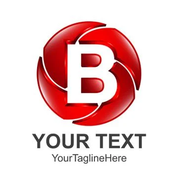 Initial letter B logo design template element colored blue silver red 3d circ Stock Illustration