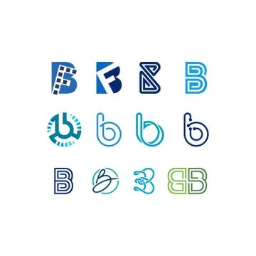 Initial letter B logo design templates vectors set Illustrazione stock