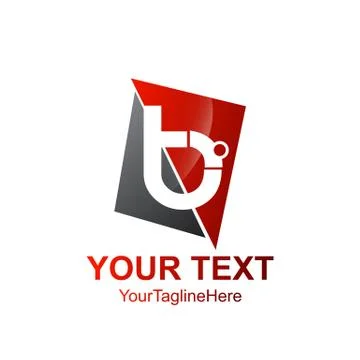 Initial letter B logo template colored grey red square triangle degrees desig Illustrazione stock