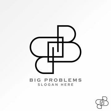 Initial letter B or BB font line art motif pattern flip typography monogram Stock Illustration