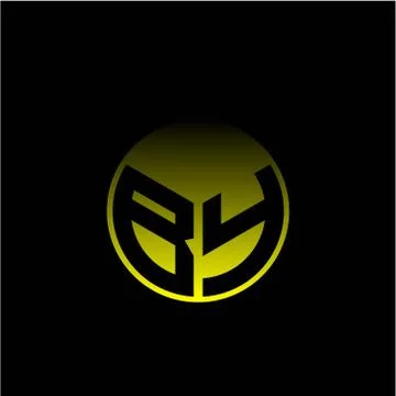 Initial letter B Y Modern circle with elegant colored background frame Stock Illustration