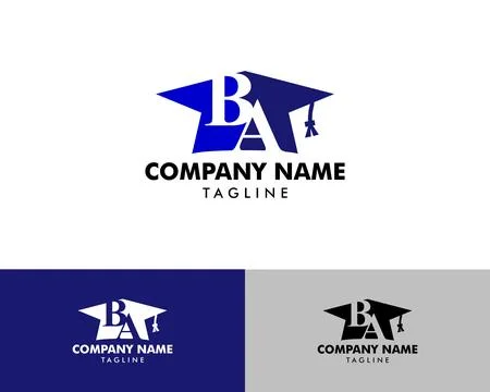 Initial letter BA logo with graduation hat, Education theme concept design Stock Illustration