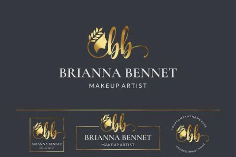 Initial letter BB B logo feminine for woman face and beauty, silhouette vecto Stock Illustration