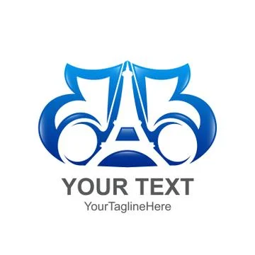 Initial letter BB logo template colored blue with eiffel tower design for bus Stock Illustration