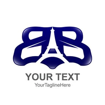 Initial letter BB logo template colored blue with eiffel tower design for bus Stock Illustration