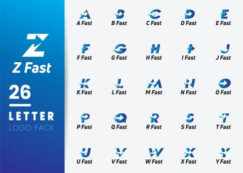 Initial Letter Blue logo with negative space arrow logo for business, transpo Stock Illustration