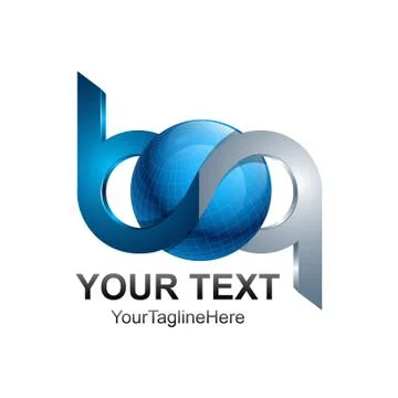 Initial letter BQ logo template colored silver blue sphere design for busines Illustrazione stock