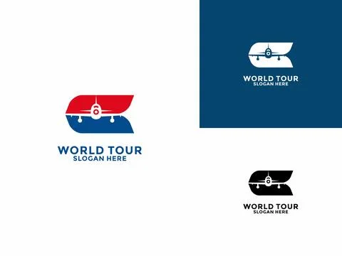 Initial letter C with Airplane logo design template. Travel logo design vecto Stock Illustration