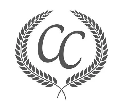 Initial letter C and C, CC monogram logo design with laurel wreath. Luxury .. Stock Illustration